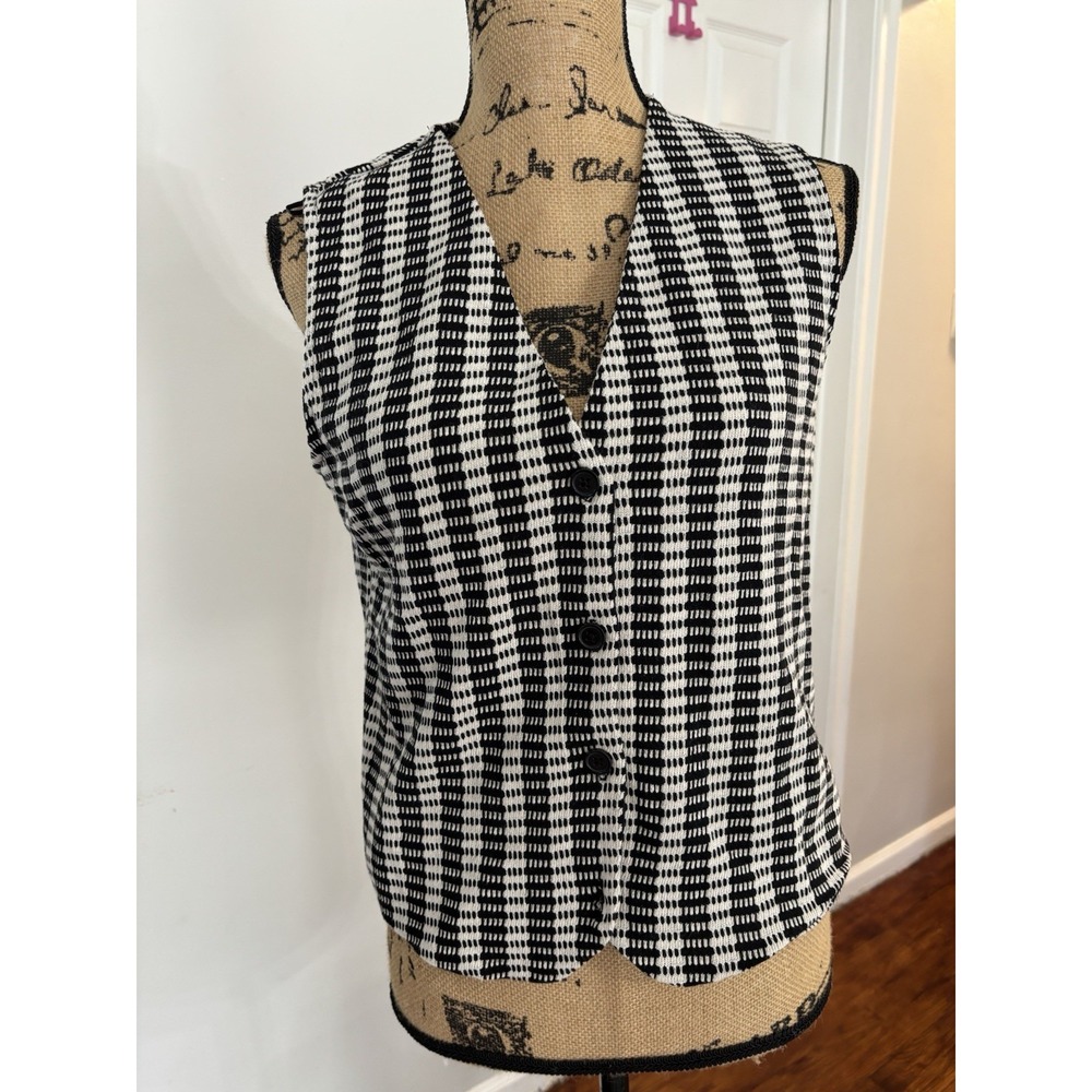 industry republic clothing Black White Button Vest Women M NWT